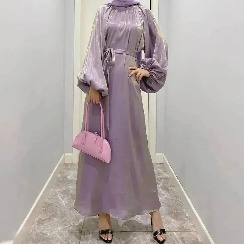 Solid Color Long Sleeve Abaya Dress for Middle East Arab Dubai Turkey Women Tunics Chic elegant Solid Color Long Sleeve Abaya Dress for Middle East Arab Dubai Turkey Women Tunics Chic elegant