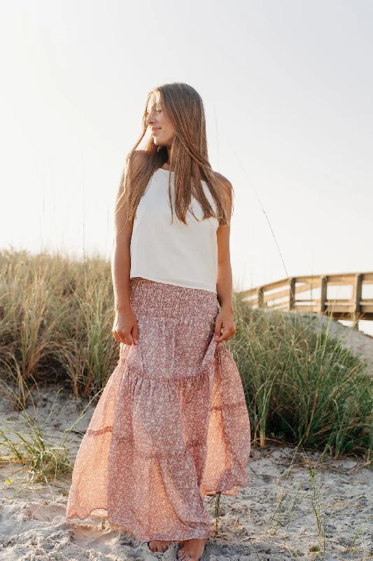 Women's Bella Dress-Skirt (dusty pink floral) Tunics Sophisticated sleek