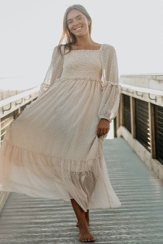 Women's Sophia Dress (natural swiss dot) Tunics Luxurious high-end
