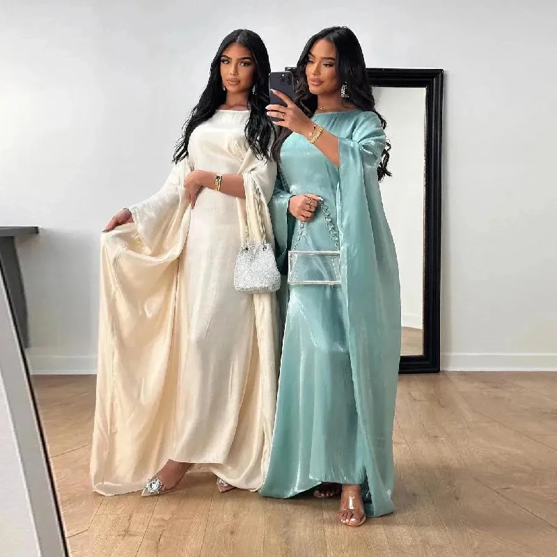 Summer Fashion Satin Waist Abaya Dress for Arab Dubai Turkey Middle East Women Tunics Cozy comfortable Summer Fashion Satin Waist Abaya Dress for Arab Dubai Turkey Middle East Women Tunics Cozy comfortable