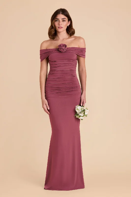 Denise Luxe Knit Dress - Rosewood Turtleneck Neckline Stylish