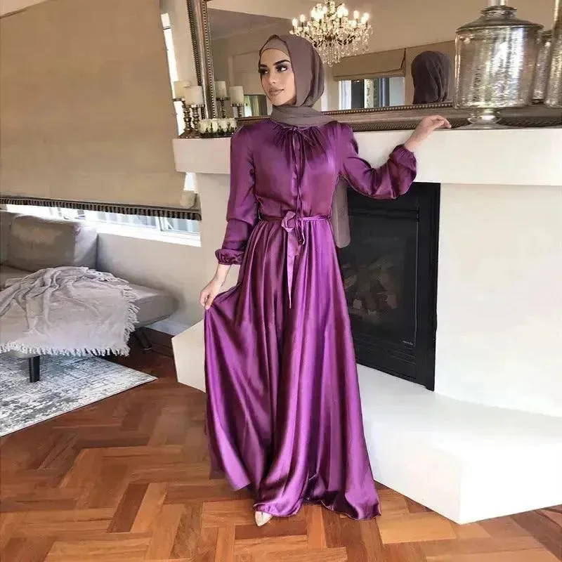 Fashionable Plain Swing Abaya Dress for Beautiful Arab Dubai Turkey Middle Eastern Women Tunics Trendy modern Fashionable Plain Swing Abaya Dress for Beautiful Arab Dubai Turkey Middle Eastern Women Tunics Trendy modern