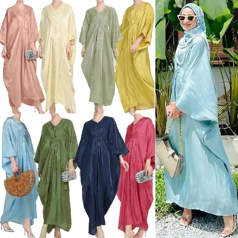 Loose Batwing Long Sleeve Abaya Dress for Arab Dubai Turkey Middle East Women Tunics Luxurious premium Loose Batwing Long Sleeve Abaya Dress for Arab Dubai Turkey Middle East Women Tunics Luxurious premium