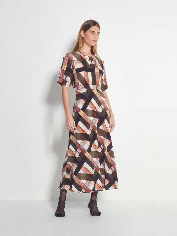 Tilda Dress (Geo Maze Silk CDC) Painterly Tunics Luxurious high-end