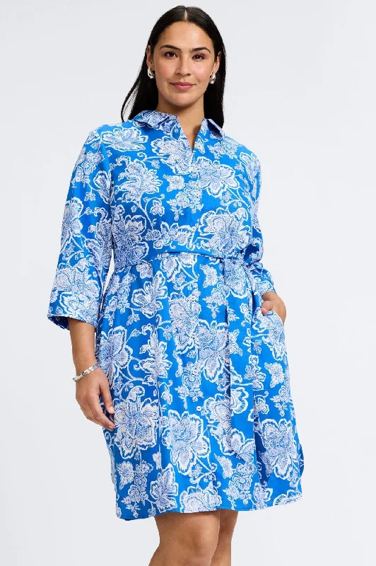 Rocca Plus No Iron Woodblock Floral 3/4 Sleeve Dress Tunics Recommended stylist
