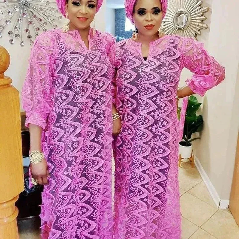 Women's Arab  Style Loose Lace Long Dress Tunics Leisure comfortable