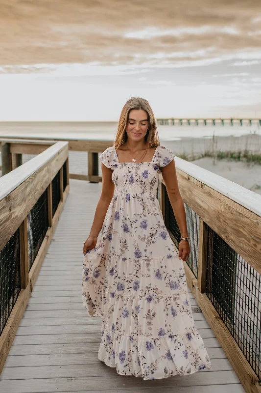 Women's Marabella Dress (floral blue chiffon) Tunics Fashionable trendy