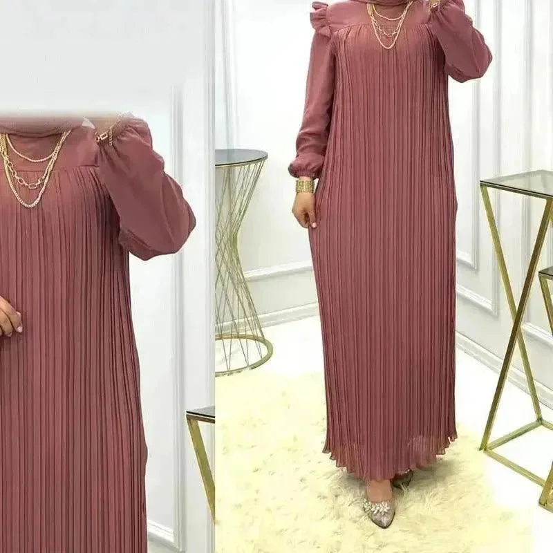 Classy Solid Color Turtleneck With Loose Abaya Dress for Arab Dubai Turkey Middle East Women Tunics Versatile functional Classy Solid Color Turtleneck With Loose Abaya Dress for Arab Dubai Turkey Middle East Women Tunics Versatile functional