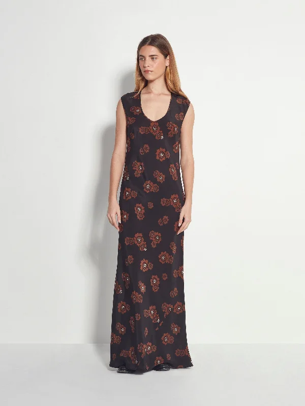 Kenna Dress (Star Anise Silk CDC) Cacao Tunics Fashionable trendy