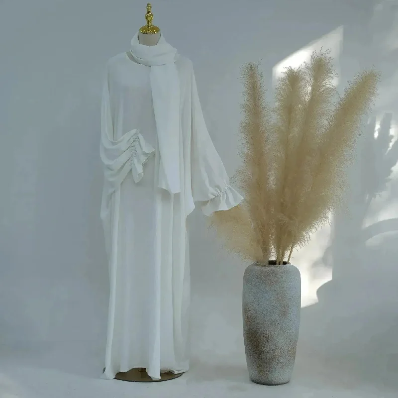 White With Long Scarf