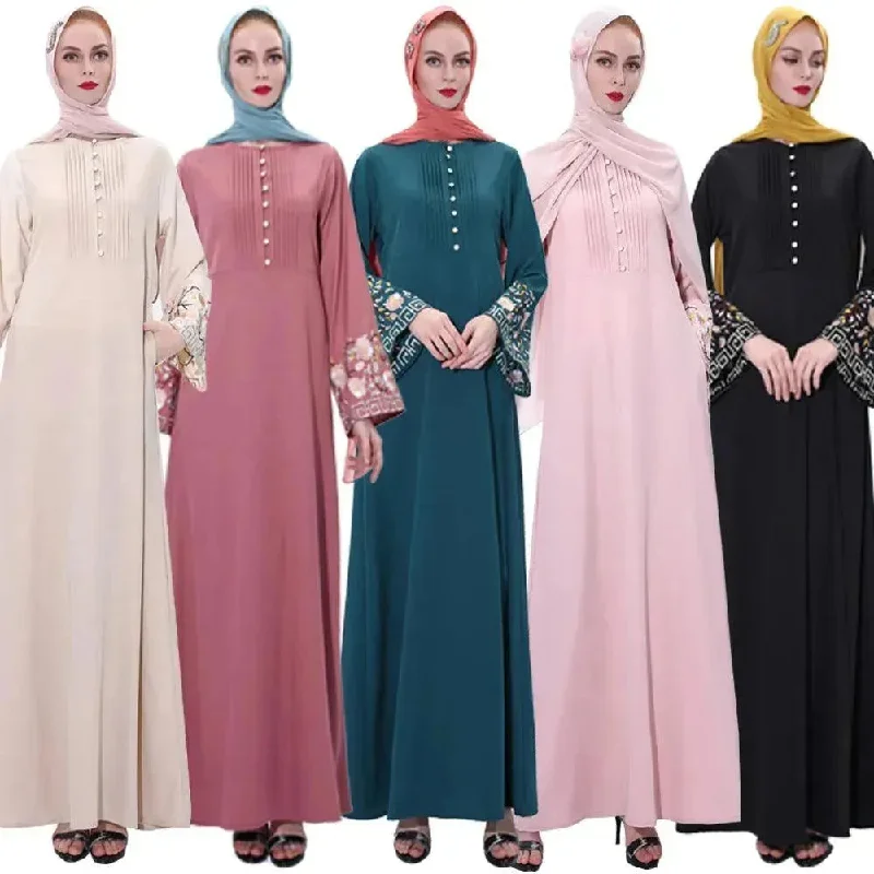 Retro slim Arab  women's dress summer Crew Neckline Sporty