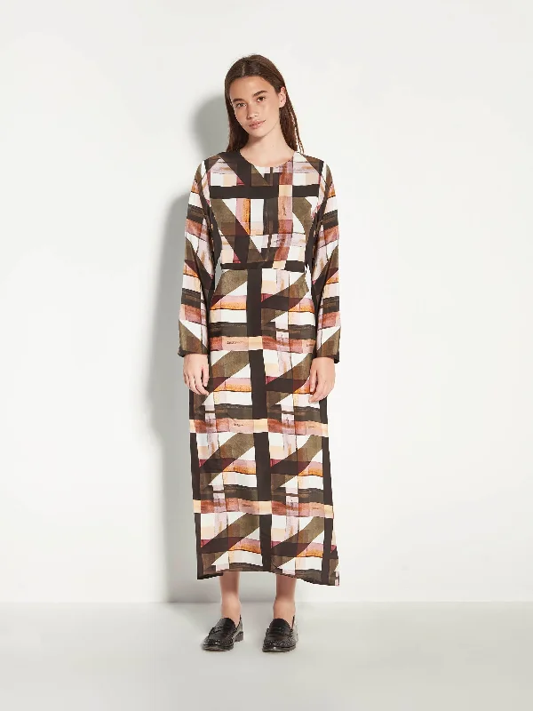 Rosalia Dress (Geo Maze Silk CDC) Painterly Tunics Sophisticated sleek
