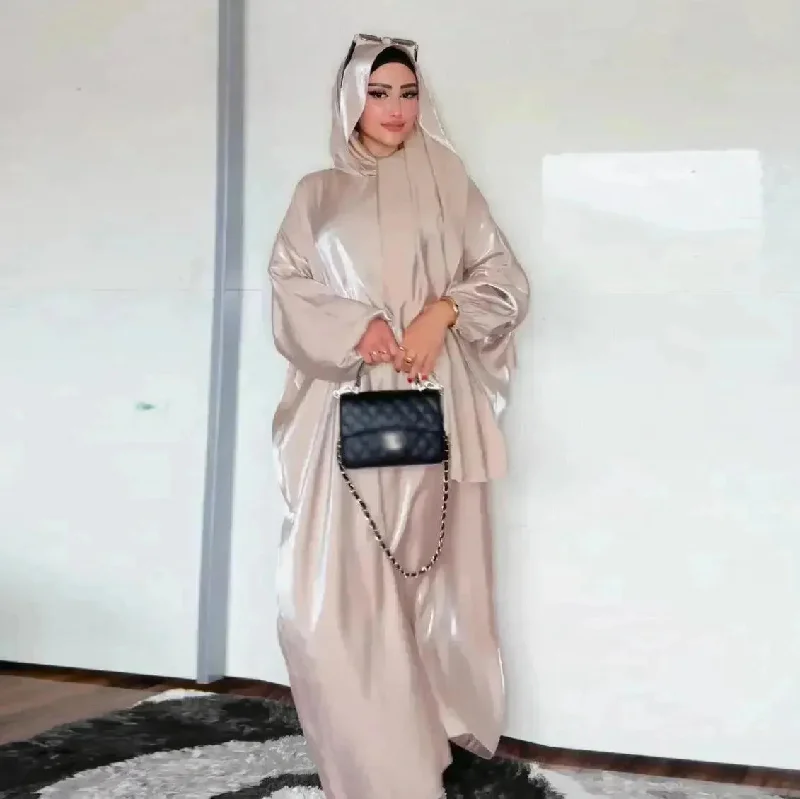 Lustre Batwing style Abaya Dress for Arab Dubai Turkey Middle East Women Tunics Cozy soft Lustre Batwing style Abaya Dress for Arab Dubai Turkey Middle East Women Tunics Cozy soft