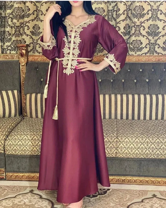 Embroidery Bronzing Lace Jalabiya Abaya Dress for Arab Dubai Turkey Middle Eastern Women Tunics Bestseller popular Embroidery Bronzing Lace Jalabiya Abaya Dress for Arab Dubai Turkey Middle Eastern Women Tunics Bestseller popular