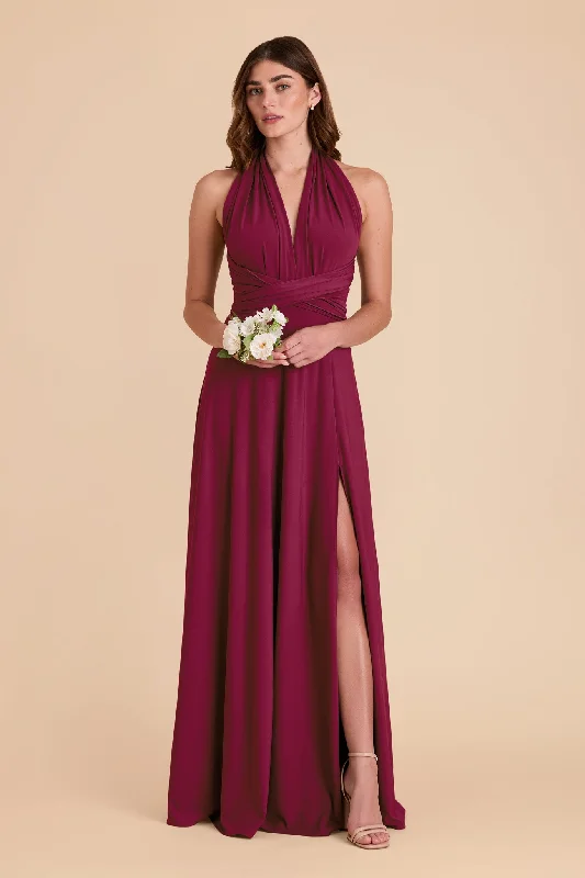 Willow Convertible Dress Luxe Knit - Berry Square Neckline Feminine