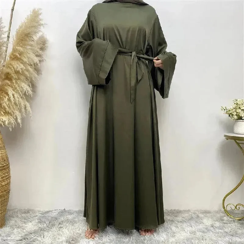 Women's Lace Up Satin Arab  Dress Tunics Floral girly