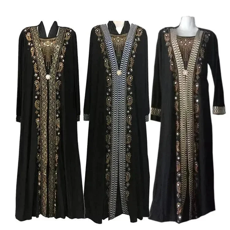 Gold Embroidered Abaya Dress for Turkey Middle East Arab Dubai Women Tunics Luxurious high-end Gold Embroidered Abaya Dress for Turkey Middle East Arab Dubai Women Tunics Luxurious high-end