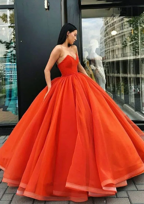 Strapless Sweetheart Ball Gown Floor-Length Organza Party Prom Dress, Horsehair Hem Tunics Evening elegant Strapless Sweetheart Ball Gown Floor-Length Organza Party Prom Dress, Horsehair Hem Tunics Evening elegant