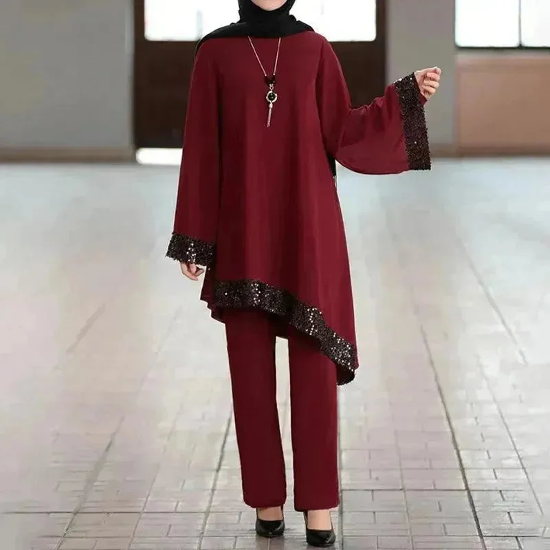 Burgundy suit