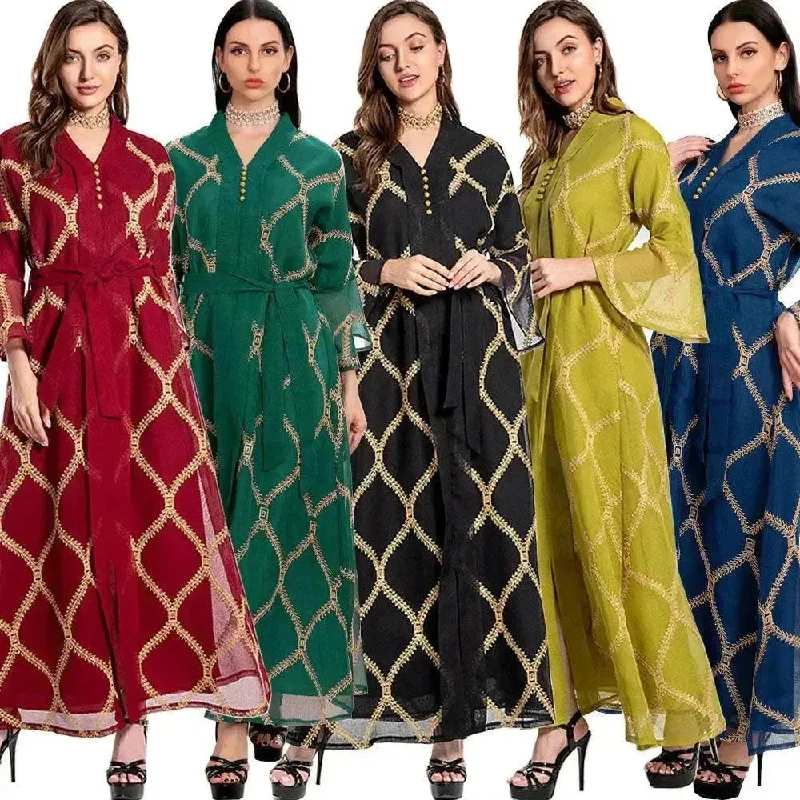 Middle East Arab  Temperament Gauze Dress Tunics Lace romantic