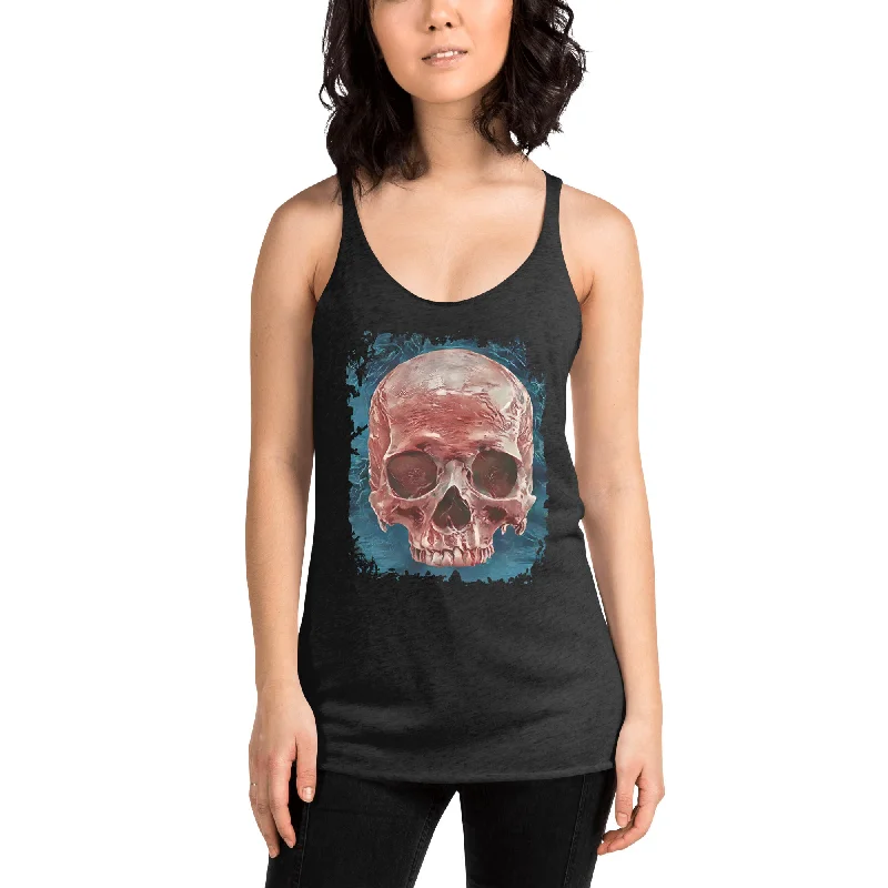 Front Mystical Blood Skull Voodoo Goth Fashion Women's Racerback Tank Top Shirt gold tank top Front Mystical Blood Skull Voodoo Goth Fashion Women's Racerback Tank Top Shirt gold tank top