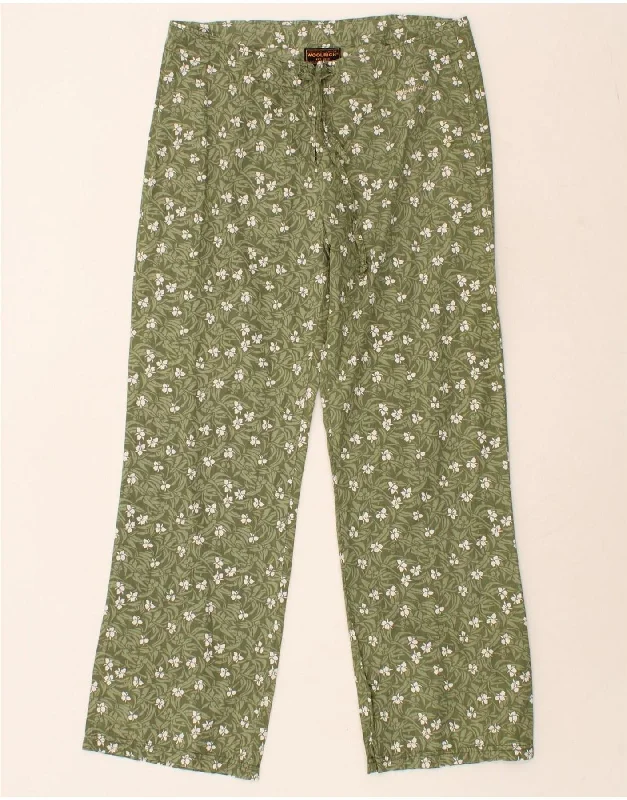 WOOLRICH Womens Straight Chino Trousers W32 L29 Green Floral Trousers Prom Sequined