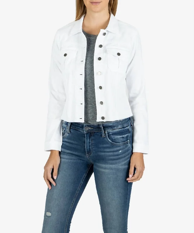 Kara Jacket In Optic White Striped Jacket Polka Dot Jacket Floral Jacket