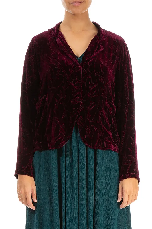 Buttoned Devoré Feather Magenta Silk Velvet Jacket Corduroy Jacket Velvet Jacket Brocade Jacket Buttoned Devoré Feather Magenta Silk Velvet Jacket Corduroy Jacket Velvet Jacket Brocade Jacket