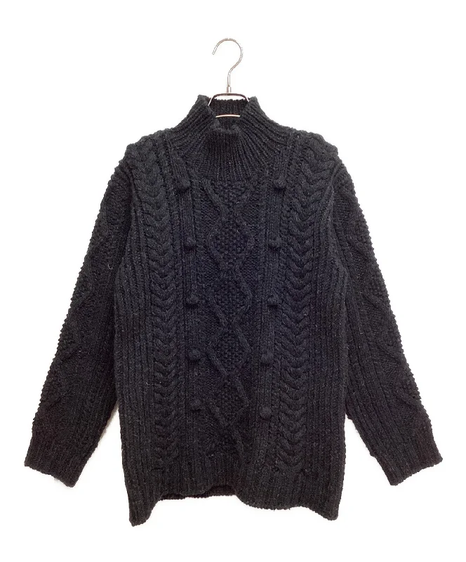 [Pre-owned] Y's HAND-KNITTED ALLAN PATTERN HIGH NECK PULLOVER YX-K97-589 Shirred Sleeve Feminine