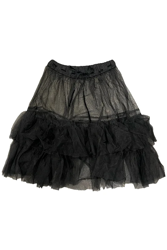 Louisa May Sheer Black Ruffle Skirt linen skirt natural