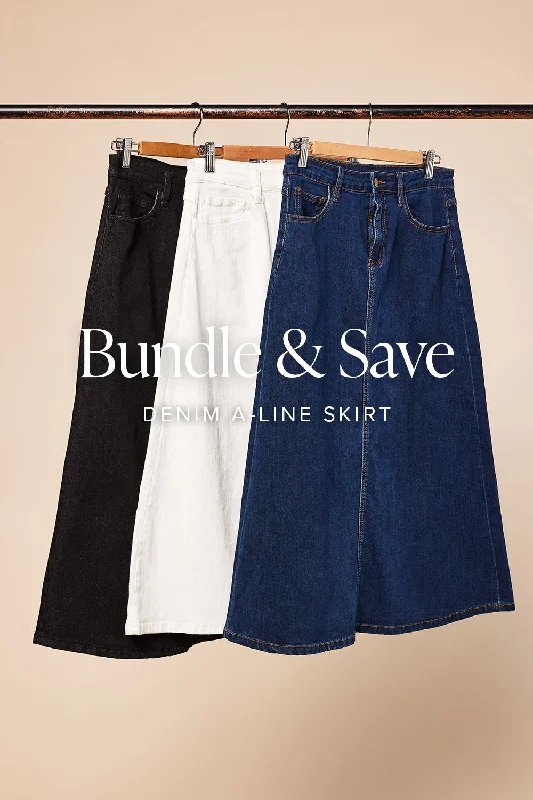 The Denim A-Line Skirt Bundle ribbed skirt waist