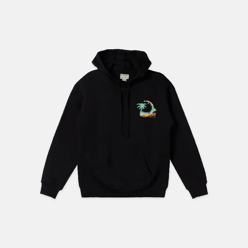 Womens Over The Anuenue Hoodie - Black Hoodie with Elastic Cuffs Stretchable Comfortable Womens Over The Anuenue Hoodie - Black Hoodie with Elastic Cuffs Stretchable Comfortable