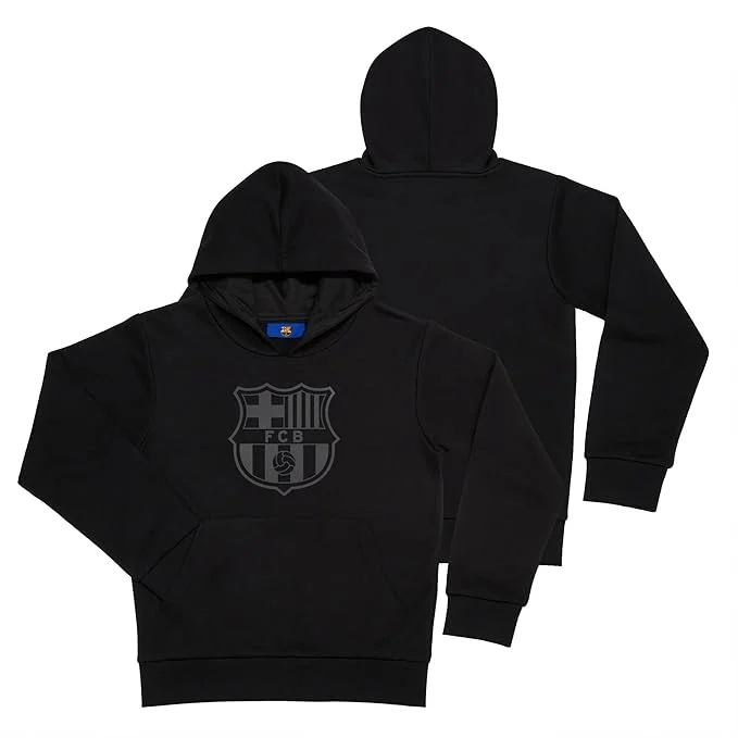 FC Barcelona Blackout Unisex Youth Cotton Pullover Hoodie Boxy Neck Sweater