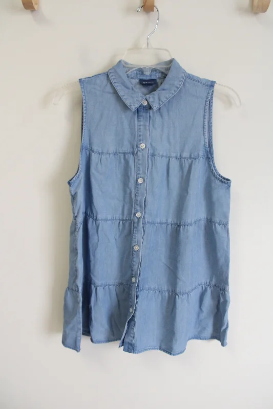 J.Jill Denim Chambray Tiered Tank | S cold shoulder tank