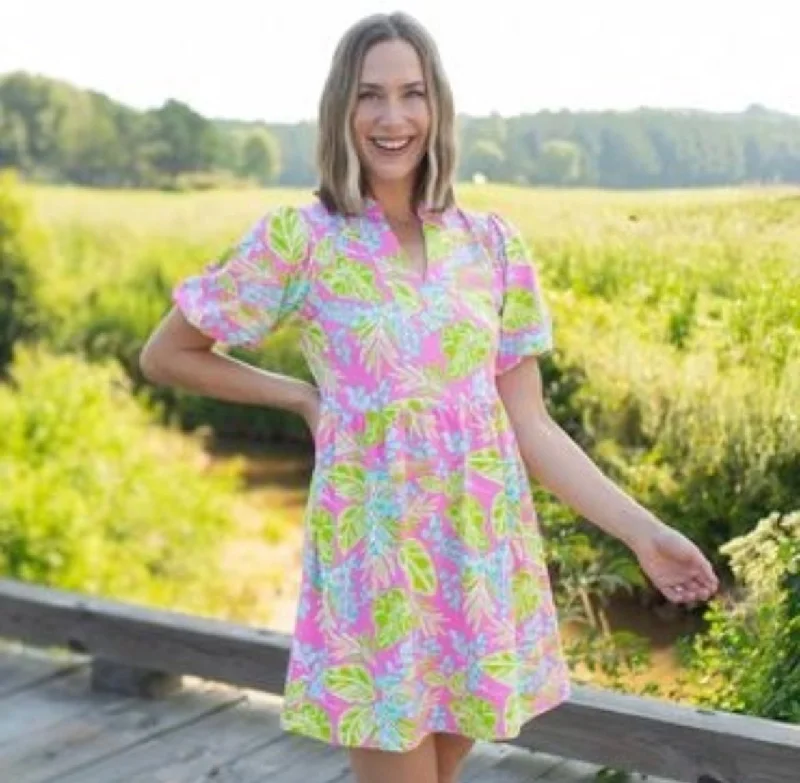 Catalina Dress - Vine Time Hot Pink