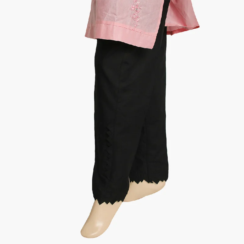 Women's Trouser - Black Wide Leg Loose Fit Mid Waist