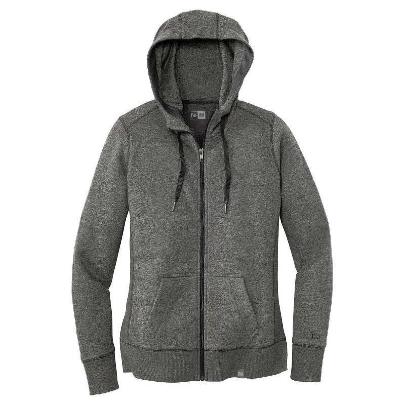 New Era Women's Black Twist French Terry Full-Zip Hoodie Hoodie with Neon Bright Vibrant New Era Women's Black Twist French Terry Full-Zip Hoodie Hoodie with Neon Bright Vibrant