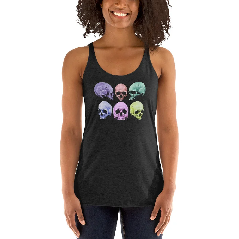 Pastel Colored Death Skulls Goth Fashion Women's Racerback Tank Top Shirt cotton tank top Pastel Colored Death Skulls Goth Fashion Women's Racerback Tank Top Shirt cotton tank top
