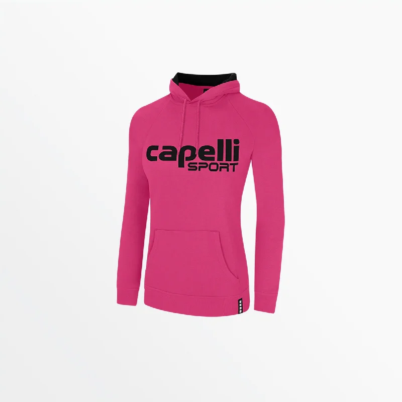 WOMEN'S LOGO FLEECE RAGLAN PULLOVER HOODIE Plunging Neck Pullover