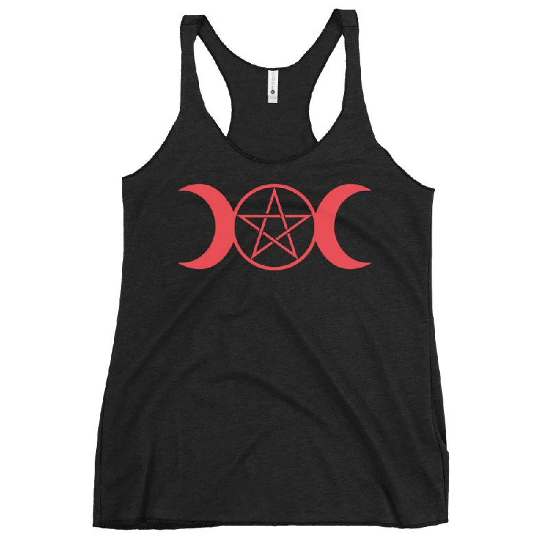 Red Triple Moon Goddess Wiccan Pagan Symbol Women's Racerback Tank Top Shirt sexy tank top Red Triple Moon Goddess Wiccan Pagan Symbol Women's Racerback Tank Top Shirt sexy tank top