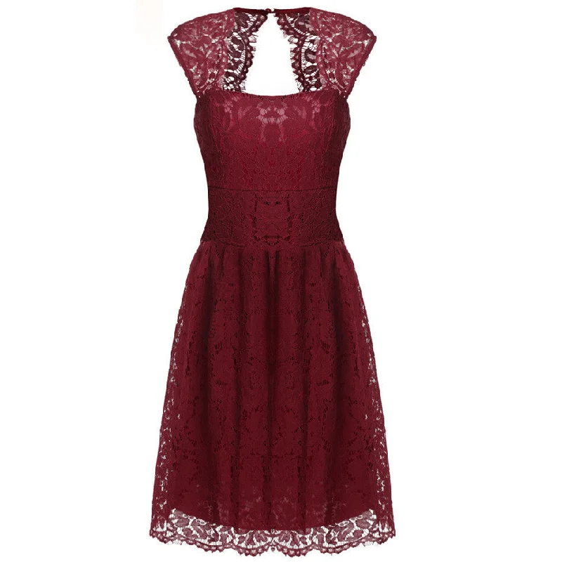 ACEVOG Women -2017 summer lace dress for women casual elegant high waist Black 5 color S/M/L/XL/XXL sexy vestidos
