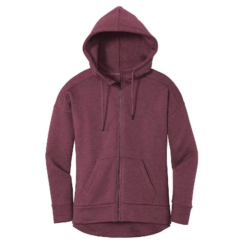District Women's Heathered Loganberry Perfect Weight Fleece Full-Zip Hoodie Hoodie with Elastic Waist Stretchable Comfortable District Women's Heathered Loganberry Perfect Weight Fleece Full-Zip Hoodie Hoodie with Elastic Waist Stretchable Comfortable