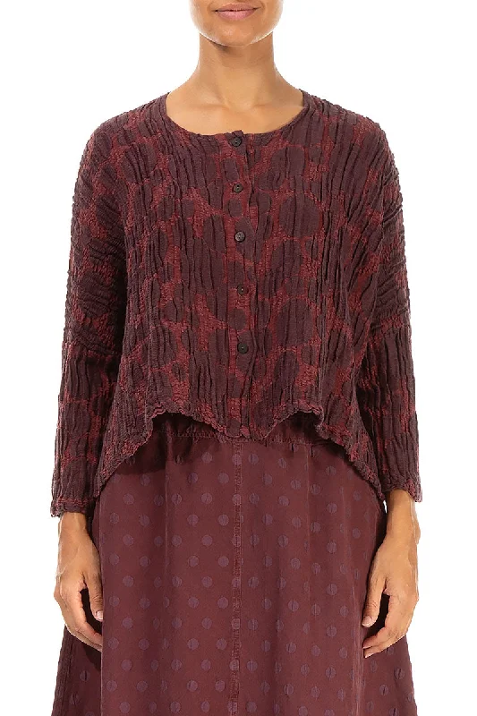 Loose Merlot Circle Silk Linen Jacket Cotton Jacket Linen Jacket Terry Jacket