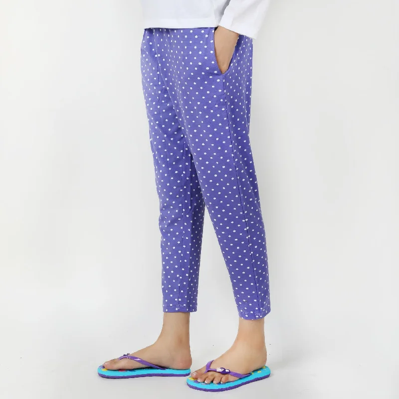 Women's Stretched Printed Trouser - Light Purple Trousers Bootcut Casual