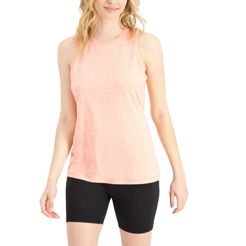 IDEOLOGY - Essentials Heathered Keyhole Back Tank Top coral tank top