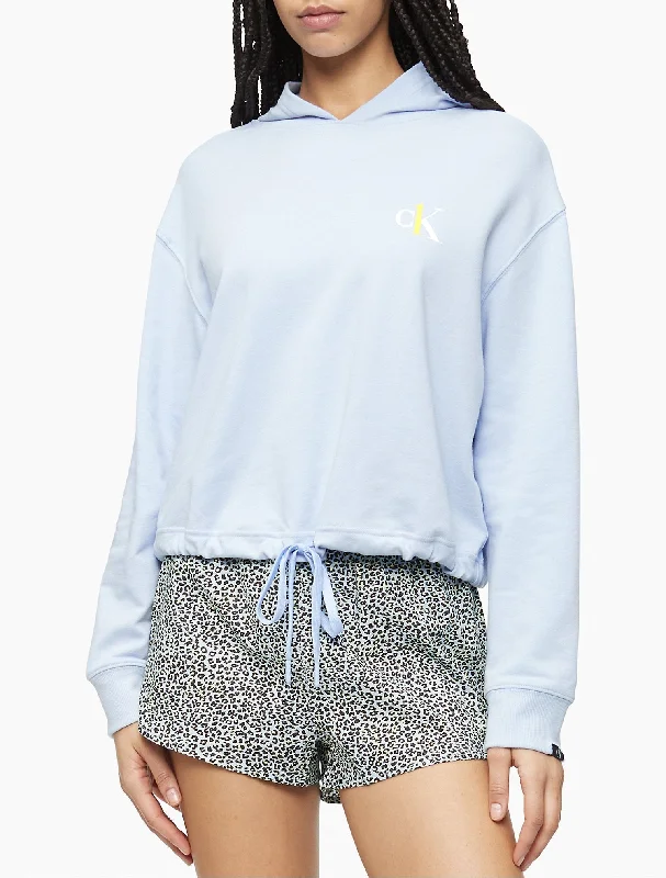 Calvin Klein CK ONE Sleep Hoodie - Women Hoodie with Hem Applique Textured Unique