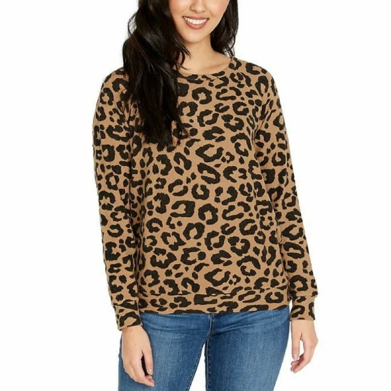 Buffalo David Bitton Women's Ultra Soft Leopard Print Cozy Pullover Top Cold Shoulder Design Buffalo David Bitton Women's Ultra Soft Leopard Print Cozy Pullover Top Cold Shoulder Design