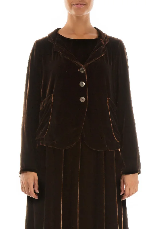 Buttoned Golden Sage Silk Velvet Jacket Front Pockets Side Pockets Patch Pockets