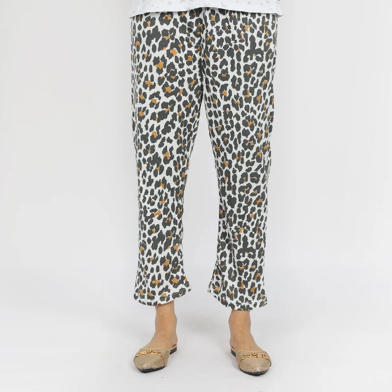 Women's Terry Trouser - White Black Trousers Elastic Waist Soft
