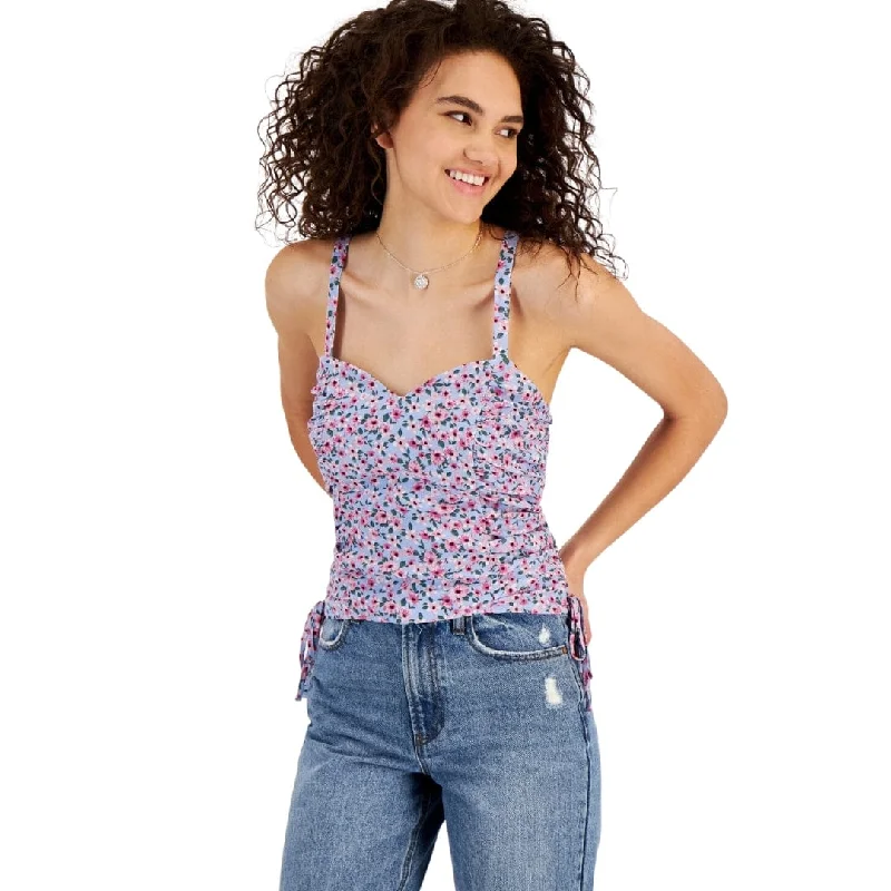 CRAVE FAME - Floral Ruched Tank Top cherry red tank